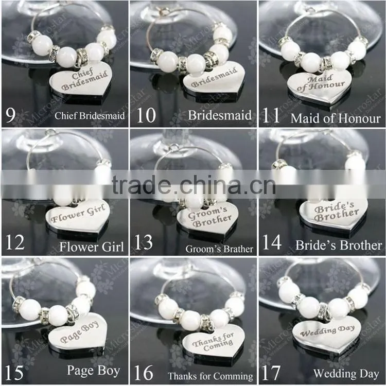 Wedding DIY Decorations French Luxurious Events Table Decorative Crafts Party Supplies Wine Glass Charms