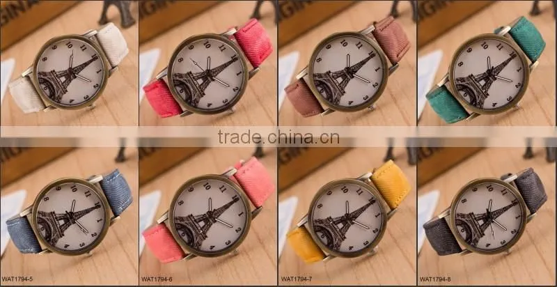 New Handmade Dial Denim Canvas Strap Wrist Watch