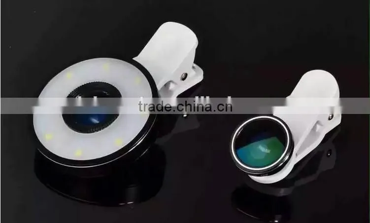 12 LED Camera Flash Fill Light 6 in 1 USB Selfie LED Spotlight for smartphone with fish eye lens wide angle lens microspur lens