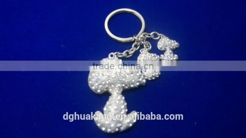 Snoopy pet puppy rhinestone dot decorative keyring