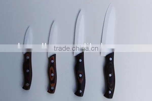 Top Quality Assured wooden handle white color zirconia oxide blade Ceramic Knife