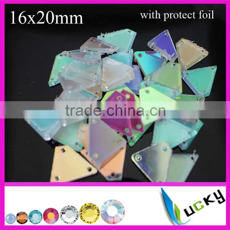 shape sew-on acrylic mirror rhinestone for long dress
