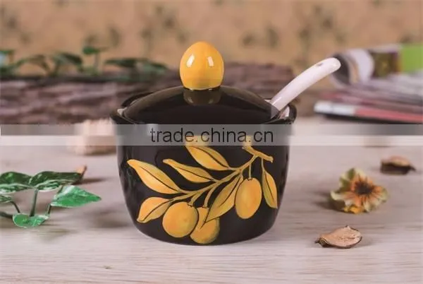 Fresh Decal Ceramic Sugar Canister with Spoon