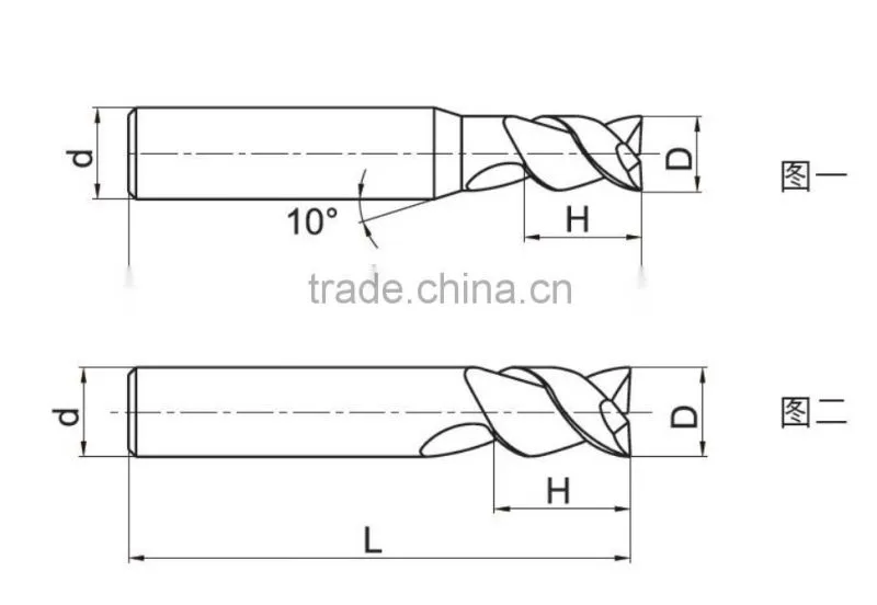Tungsten Carbide 2 Flute End Mill Aluminum Cutting Tools