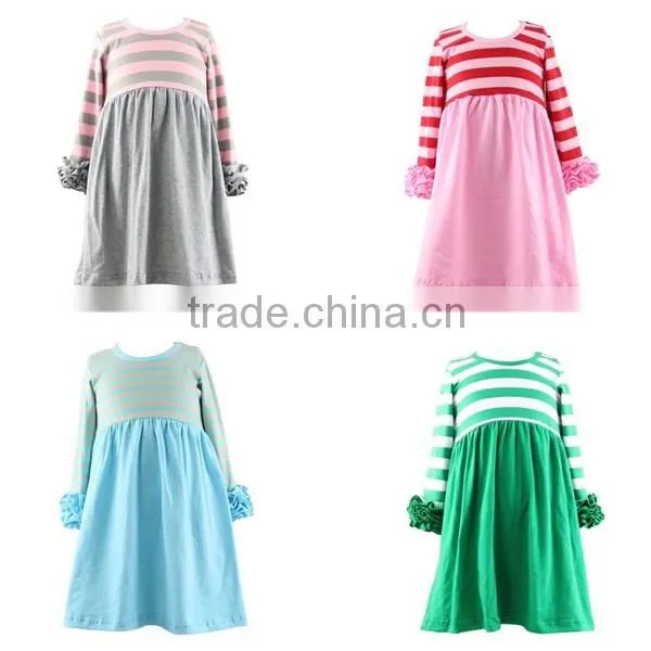 Infant clothes autumn dress wholesale baby remake frocks white skirt icing toddler dress ruffle sleeve dresses girls
