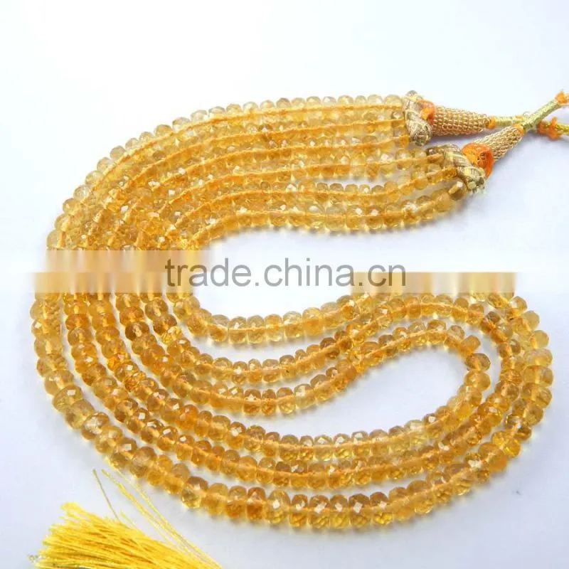 Natural Citrine Faceted Roundel Beads, Citrine Gemstone, Yellow Beads