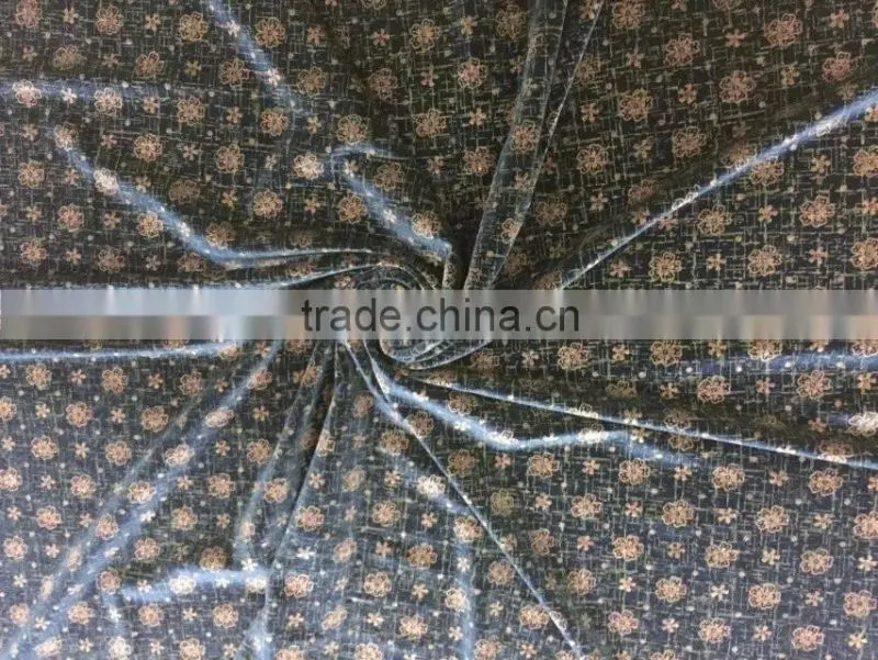 Hot Selling KS Velvet Flower Lacquer Print Velvet for Dress to Middle East