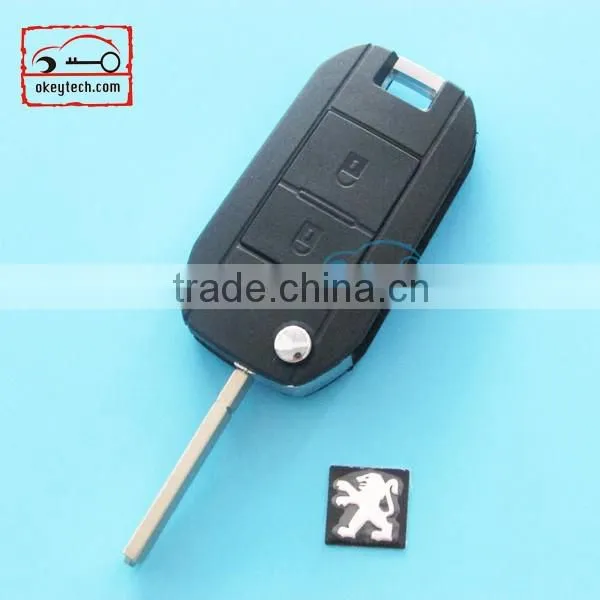 Okeytech Peugeot 206 modified flip remote 2 button key shell Car Key for peugeot 508 romote key shell