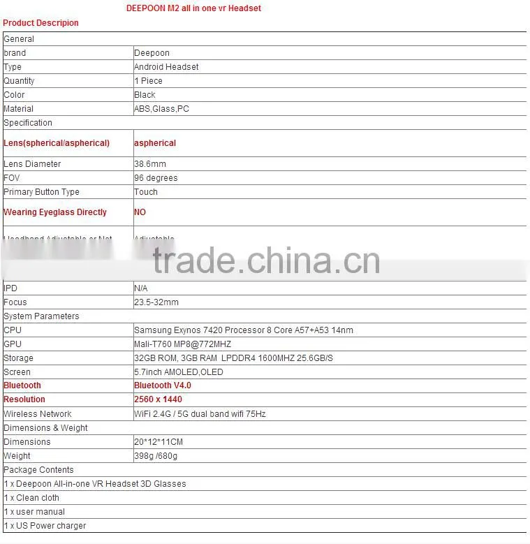 Wholesale Deepoon M2 High resolution 9D vr 2560 x 1440 All-in-one virtual glasses for WIFI and Bluetooth Connected vr headset