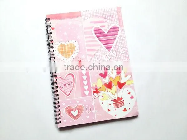 spiral notebook with heart printing,school notebook