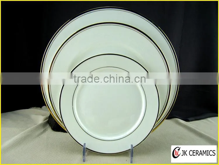 Wholesale Gold Rim Bone China Dinnerware set, White Dinnerware set