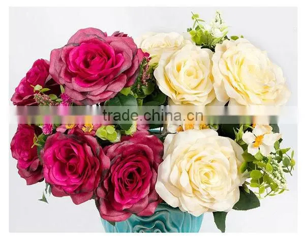 Decorative artificial table flowers/newest artificial rose flower