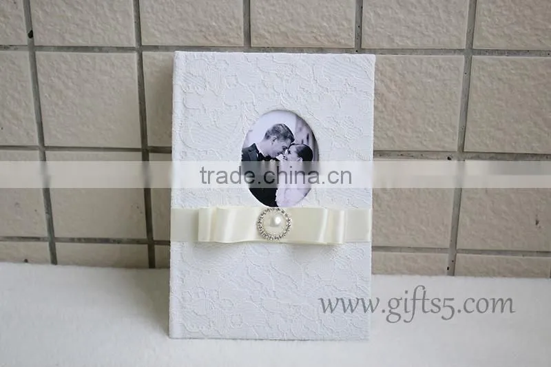 Handmade wedding guestbook with lace hardcover