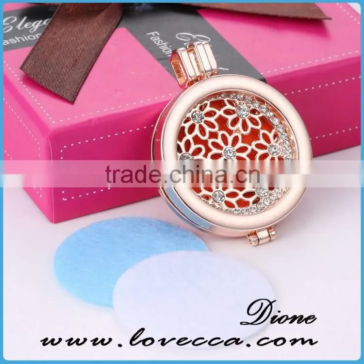 Rose gold Aroma Jewelry Essential Oil Diffusing Locket Pendant Necklace For Aromatherapy