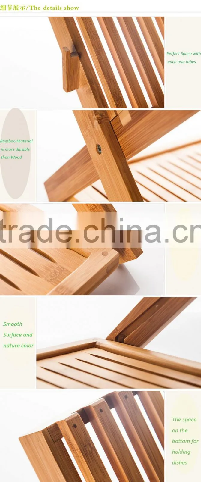 Collapsible Bamboo Drying Rack for dishes and Plates