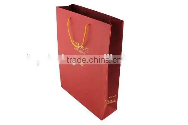 Custom fashionable paper shopping bag/ paper shopping bag with ribbon/ paper shopping bag with ribbon handle wholesale
