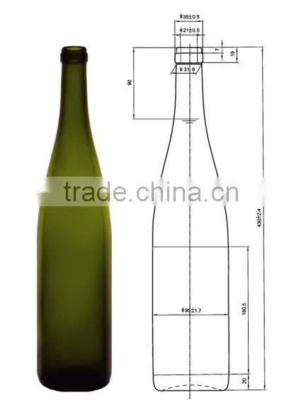Glasslucky 2014 hot sale dark green 1500ml glass grape wine bottle holder