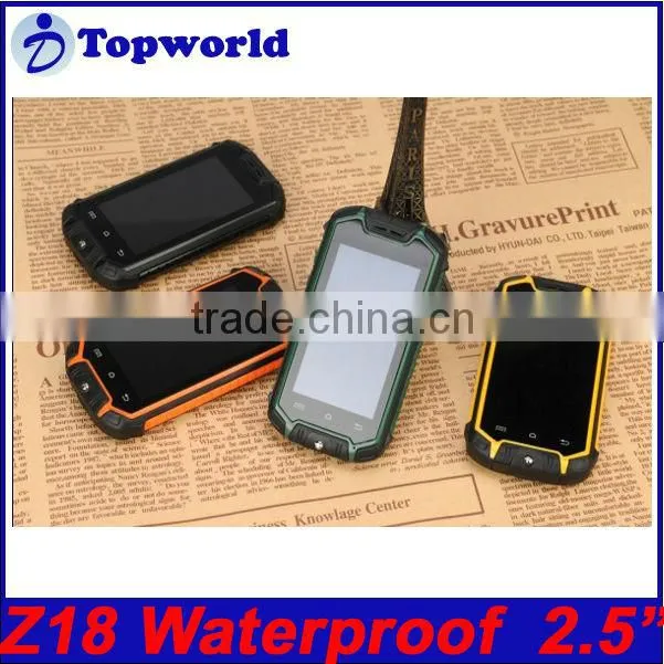 MTK6572 Dual Core Android 4.0 OS Waterproof Dustproof and Shockproof Mobile Phone Z18 with 2.5 inch Capacitive Touch Screen