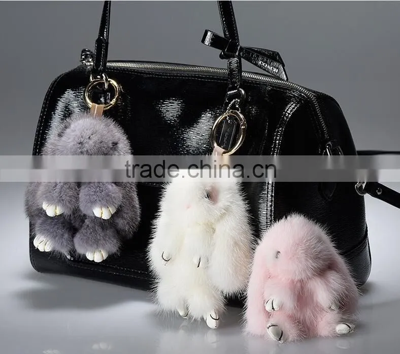 adorable rabbit fur bag charm