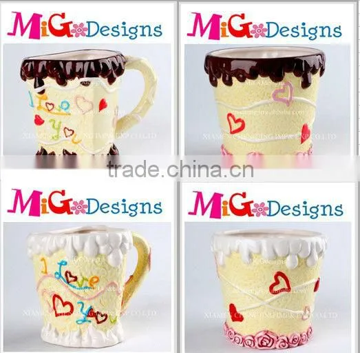 Wholesale art ceramic Lovely Handbag Cupcake Decor Candy Jar