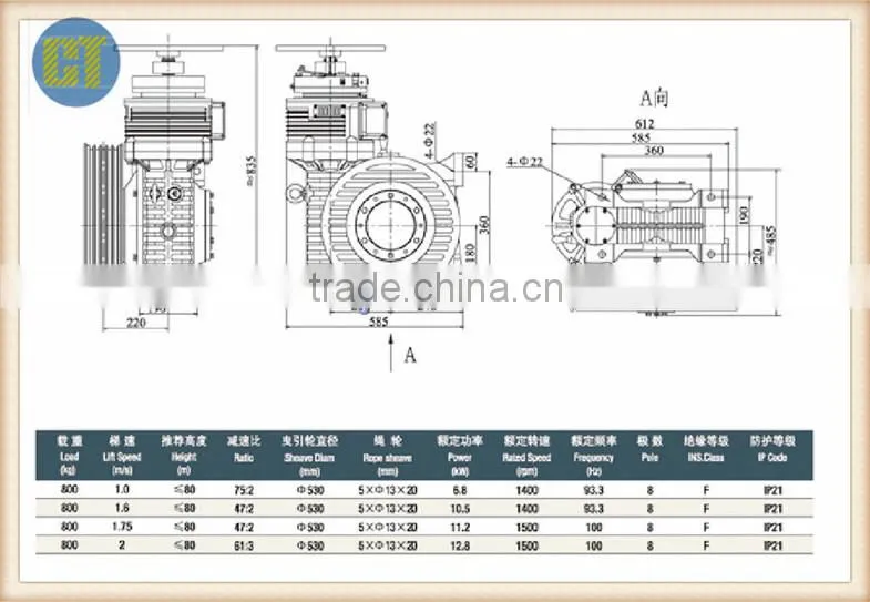 Elevator/Lift Traction Machine PMG200 for sale