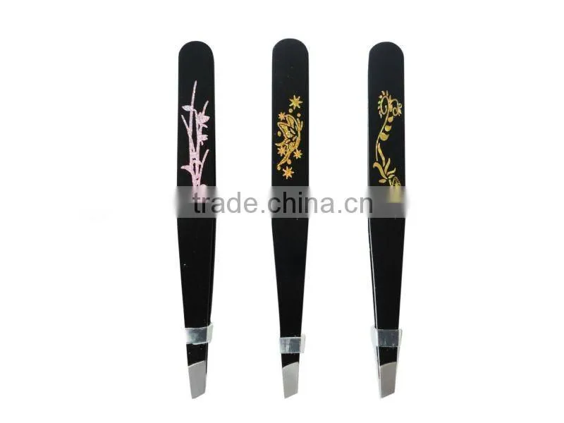 Electrophoresis and hot stamp stainless steel eyebrow tweezer