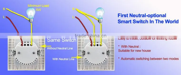 GW-7331-R Smart RF 1-Gang Wall Touch Slave Switch OEM smart home automation wireless remote control lighting switch
