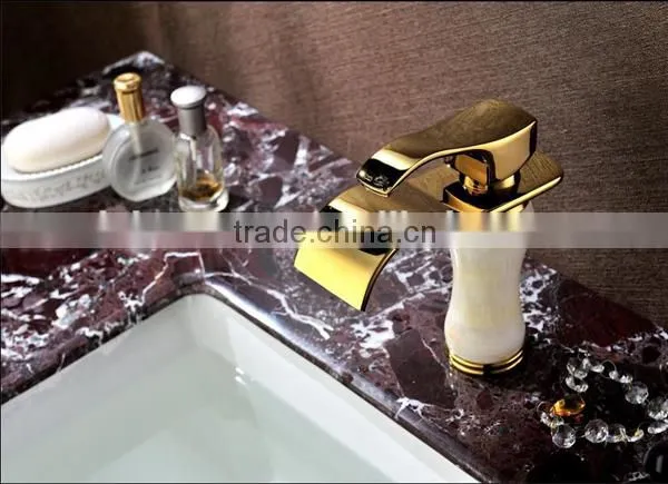 deck mounted flat spout waterfall faucet, brass make wash basin waterfall faucet