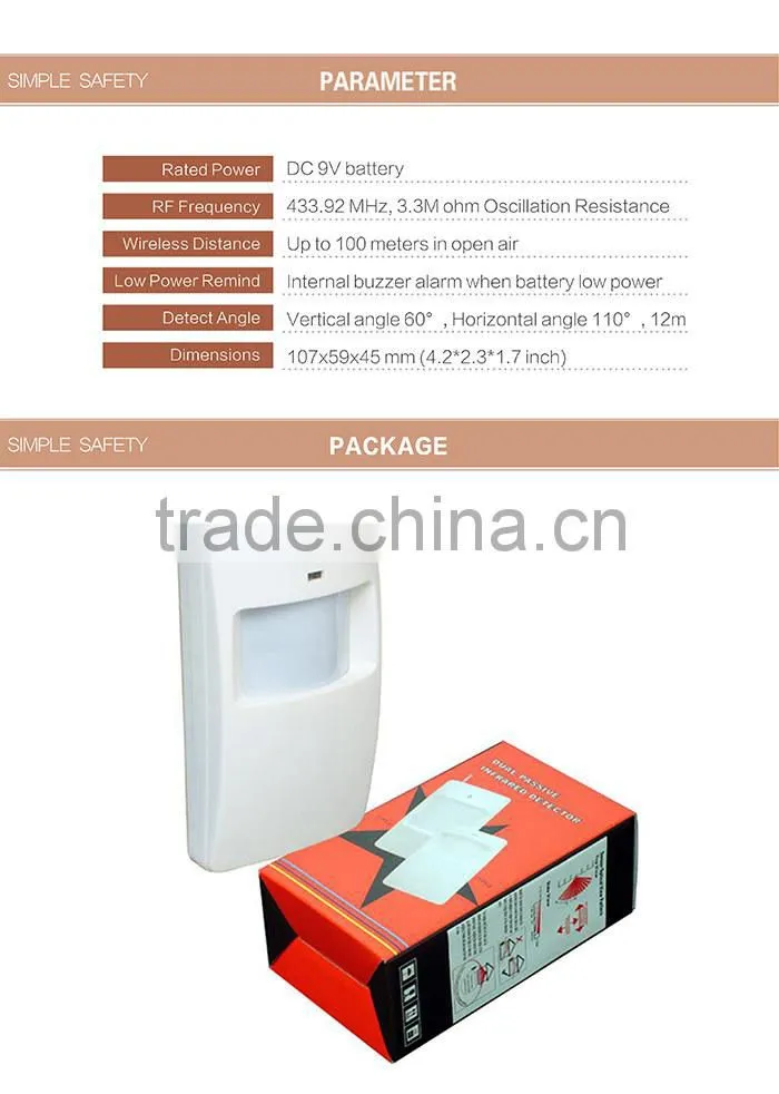 Wireless Outdoor PIR Morion Sensor PIR-100D