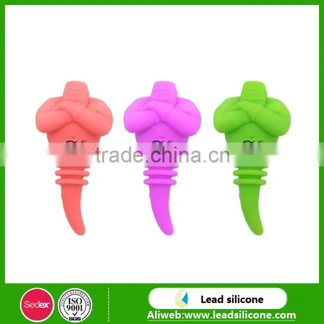 New Design Cartoon Shape Fancy Silicone Wine Bottle Stopper Cover