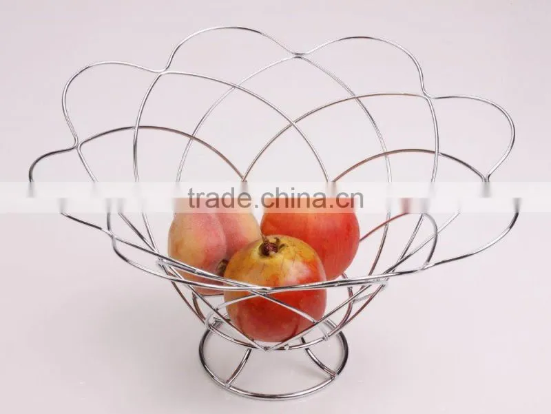 2016 High Quality Round Shape Steel Wire Fruit Basket Chrome