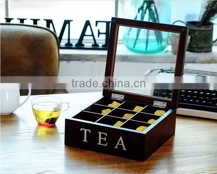 black wooden tea box
