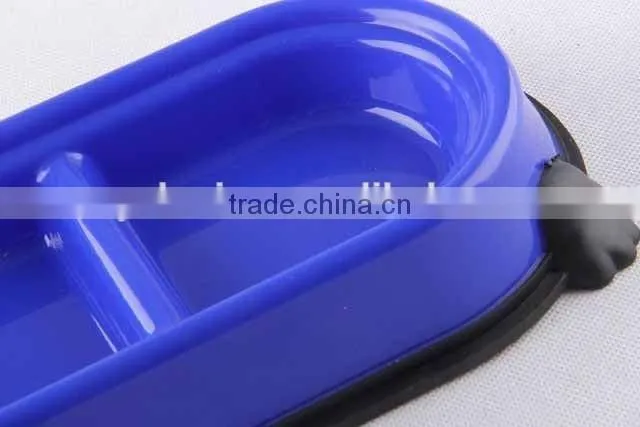 New design Plastic slip-resistant oval pet bowl with rubber bottom/dog bowl