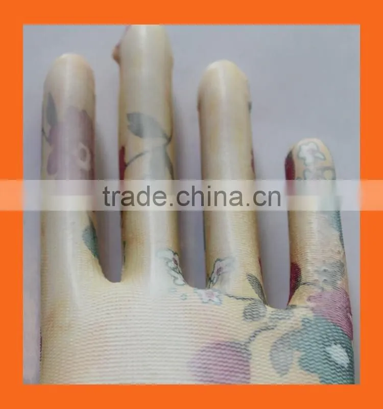 Polyester Shell Women Garden Gloves With PU Coated Palm Dip