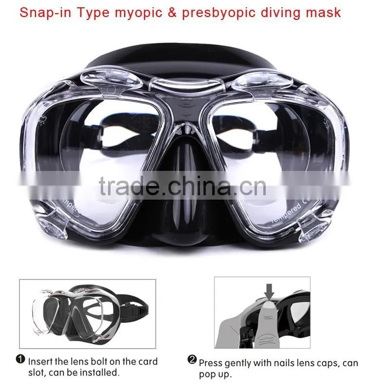 Silicone Diving Mask With 4 Tempered Glass Windows