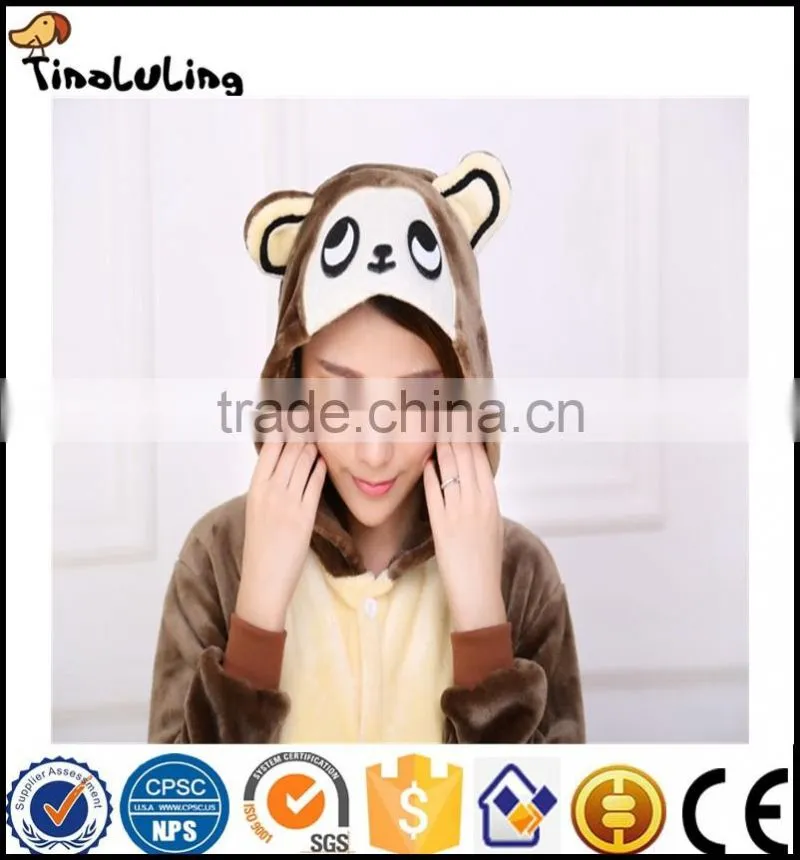 New Brown monkey Pajamas For Women Nightgown Pajama Adult Pajama One Piece Polyester Pajamas Pyjamas