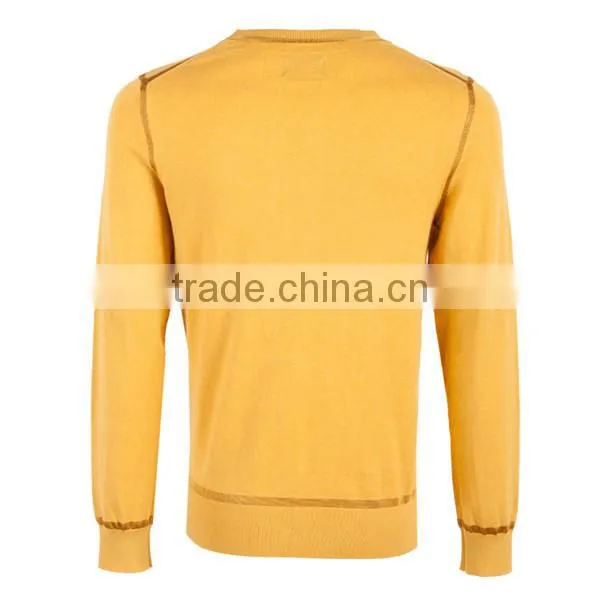 2014 Men's ribbed knitted color-block V neck pullover sweater