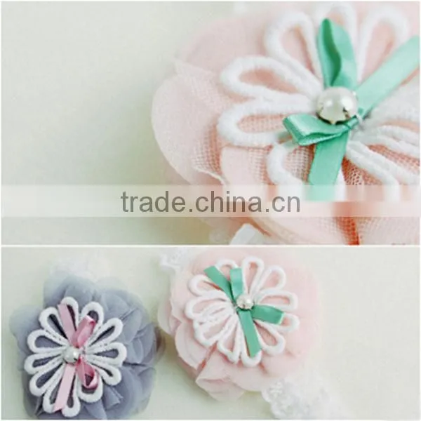 F10003N wholesale korean style headband cute baby girls lace headband bowknot lace hair accessory