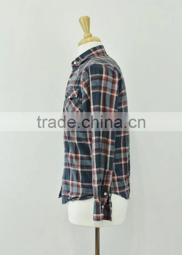 Li Dong Blue Plaid Western Button Front Long Sleeve Shirt Mens