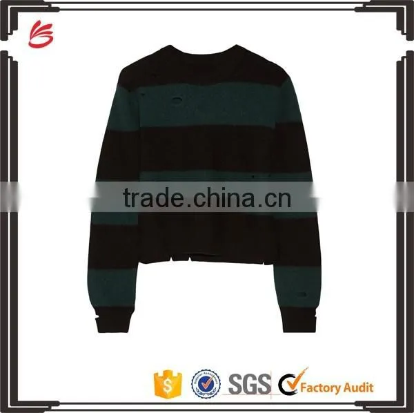 Ladies Wearing Hand Knitted Wool Sweaters with Lacing V-Neck Design