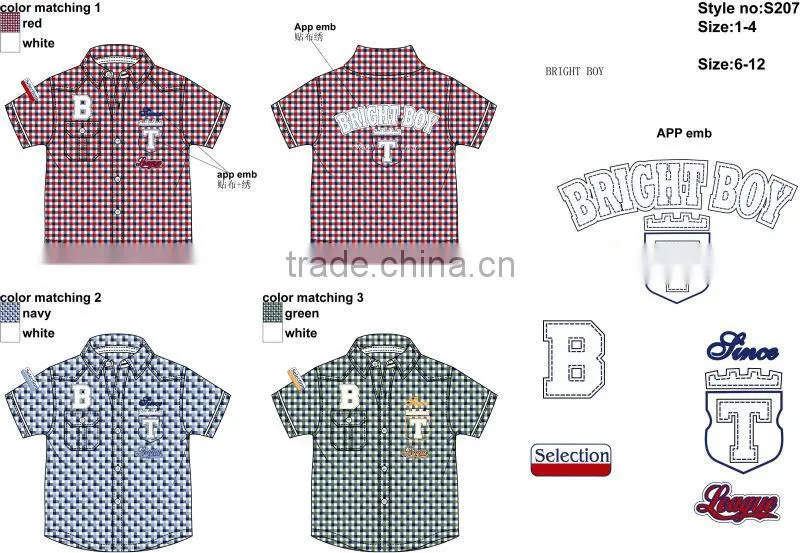 Custom wholesale summer latest boys casual shirt checked design shirt make to order