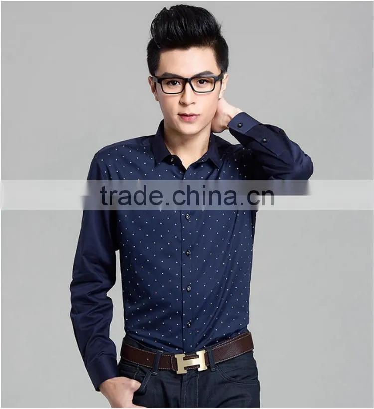 men fashion slim fit long sleeve print causal shirts