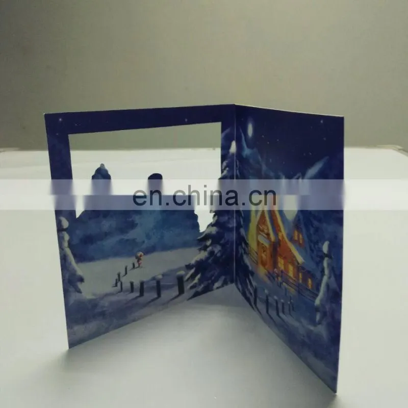 Cute funny handmade paper led light up greeting Christmas cards with button