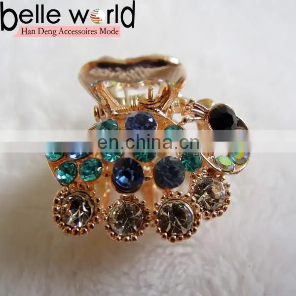 Elegant Peafowl Rhinestone Mini Wedding Hair Claw Clips