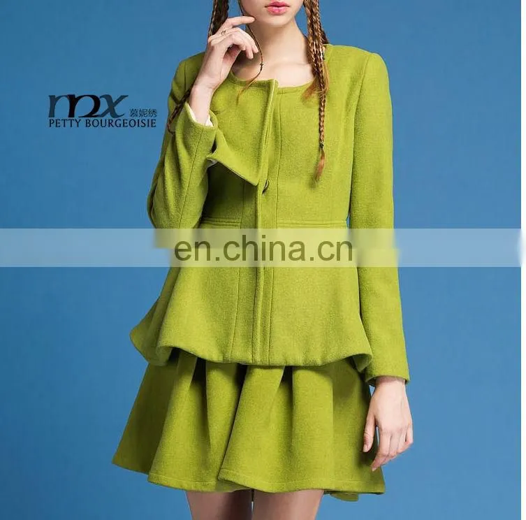 Lotus irregular buttom high waist fitted women coat
