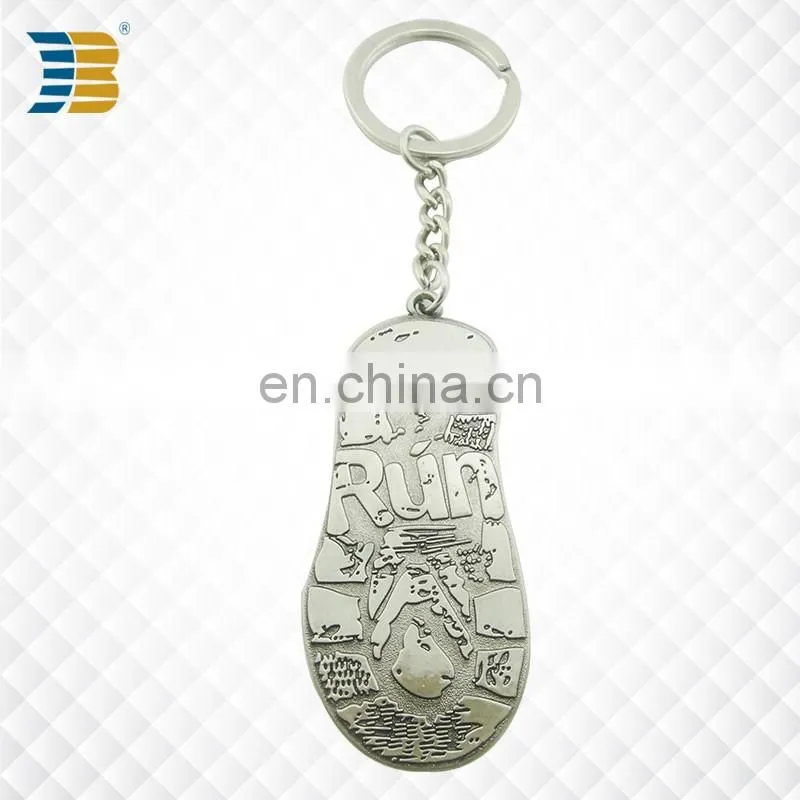 shoe shape custom made bronze keychain with keyring