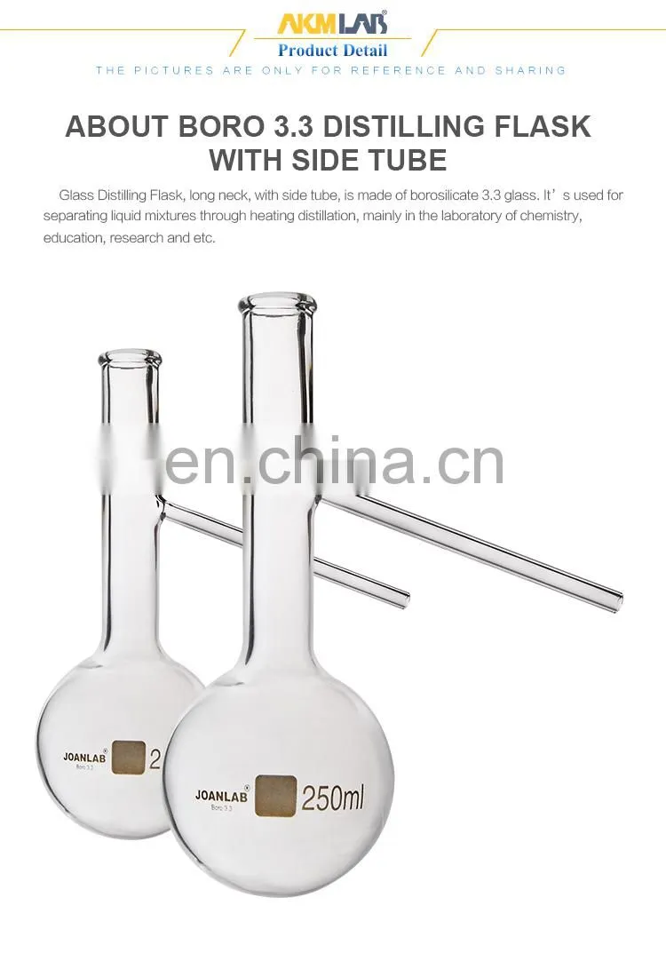 AKM LAB Boro 3.3 Glass Distilling Engler Flask With Side Tube