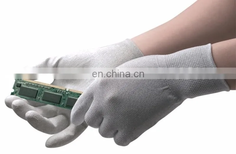 13 Gauge Copper Carbon Nylon With Fingertip Dipped ESD Anti Static PU Copper Work Gloves