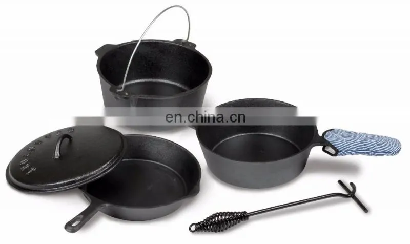 Outdoor Camping Turkey Round Shape Enamel Casserole Dutch Oven Cast Iron Cookware