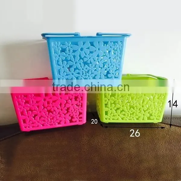 whoseware rectangular plastic storage basket with handle